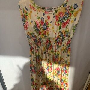 Floral Dress - Cream and Multicolor
